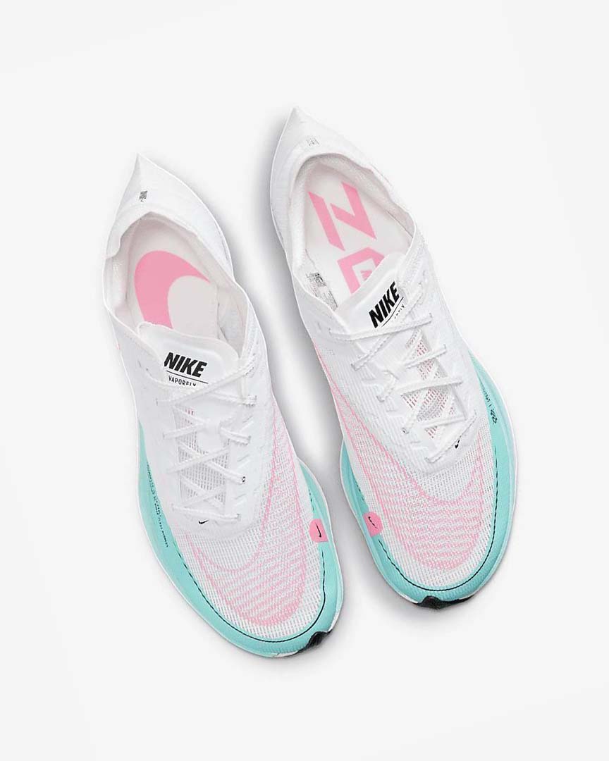 White / Turquoise / Pink Nike ZoomX Vaporfly Next% 2 Men's Running Shoes | CA_2872