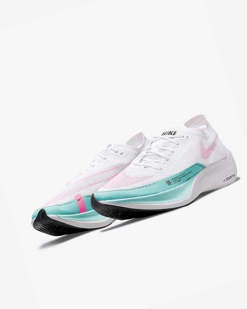 White / Turquoise / Pink Nike ZoomX Vaporfly Next% 2 Men's Running Shoes | CA_2872