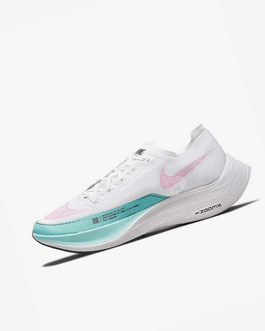 White / Turquoise / Pink Nike ZoomX Vaporfly Next% 2 Men\'s Running Shoes | CA_2872