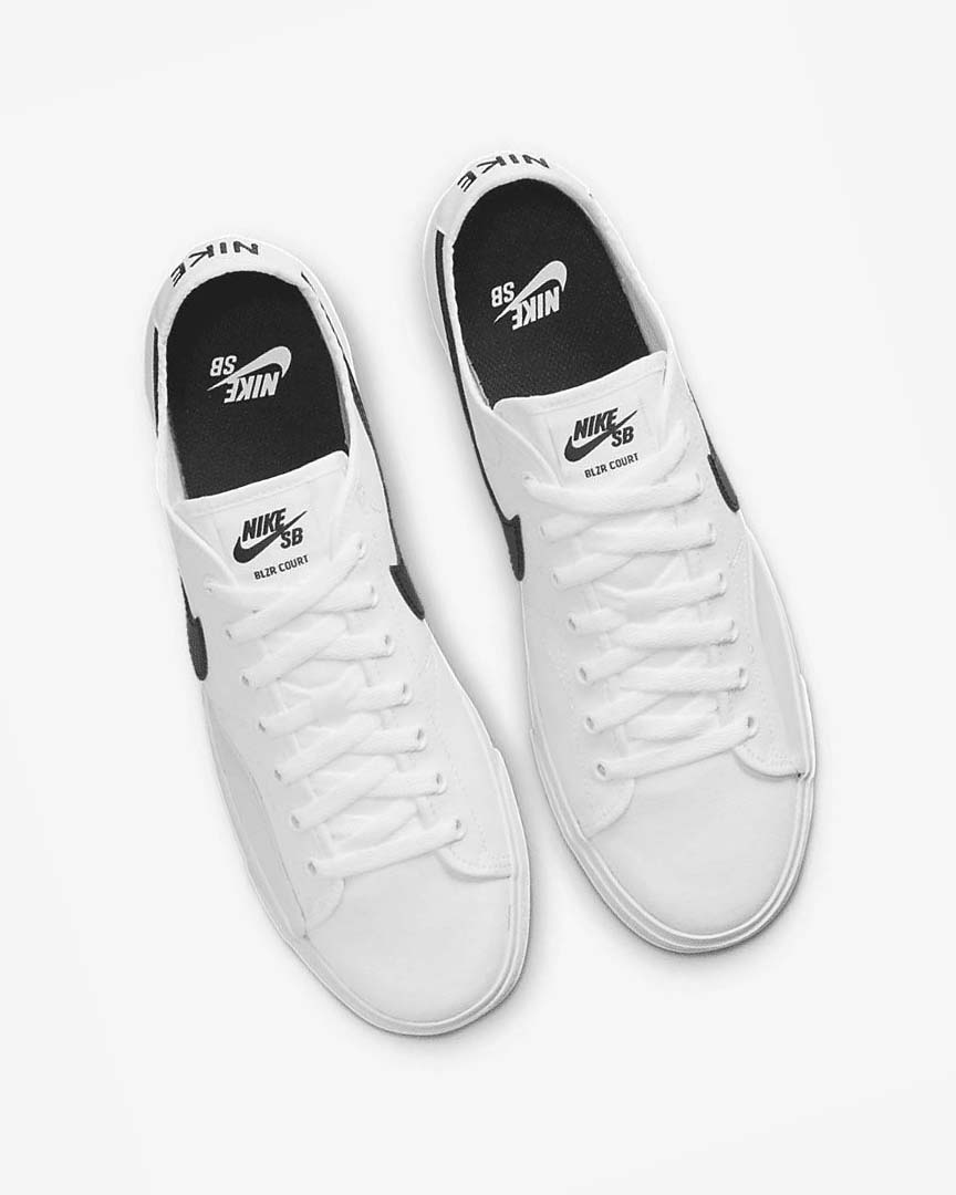 White / White / Black / Black Nike SB BLZR Court Men's Skate Shoes | CA_5602
