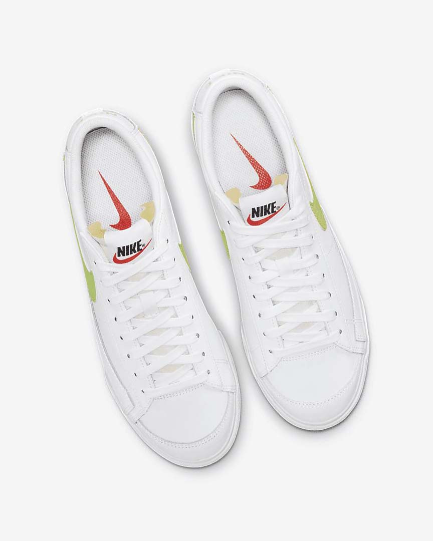 White / White / Black / Light Lemon Nike Blazer Low Platform Women's Sneakers | CA_2841
