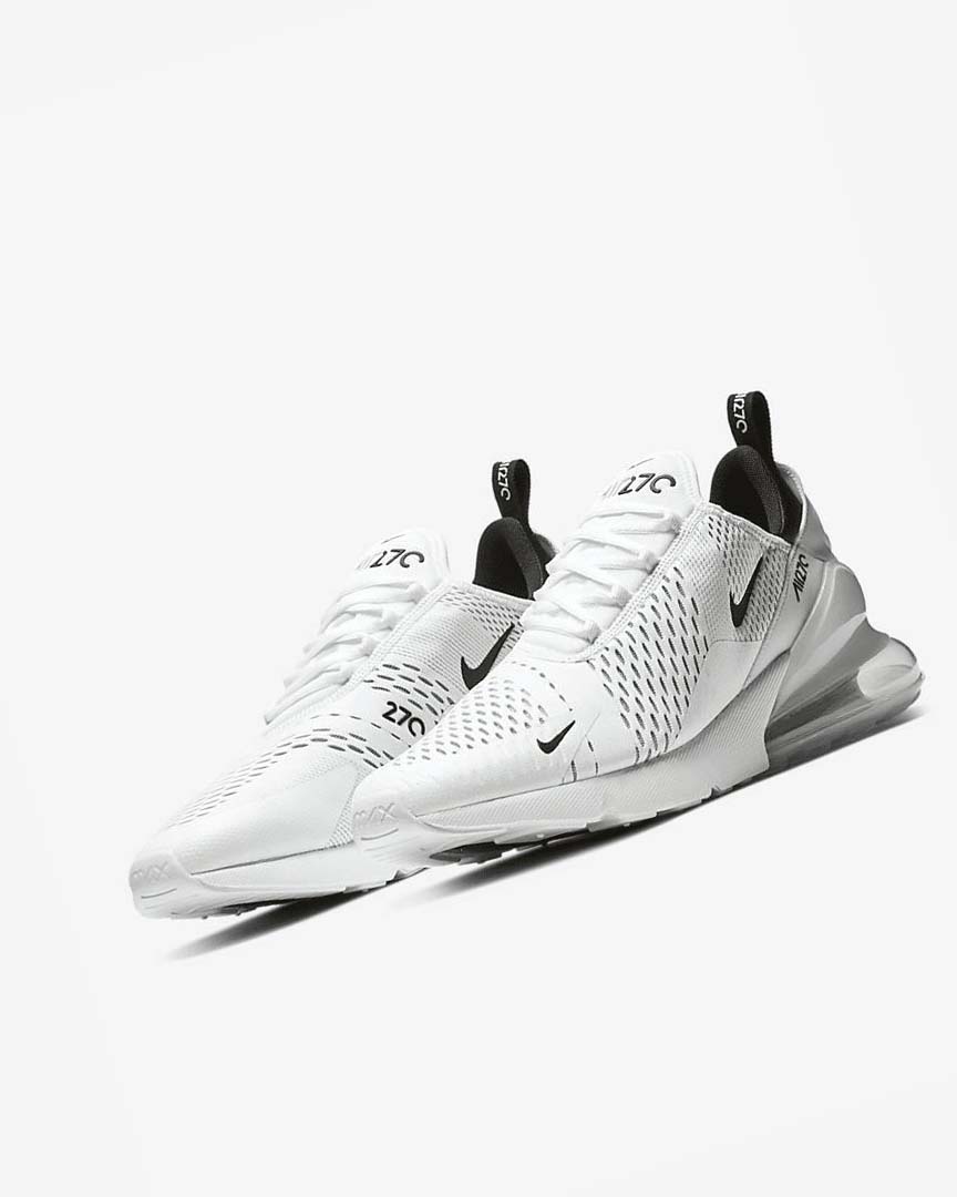 White / White / Black Nike Air Max 270 Men's Casual Shoes | CA_5012