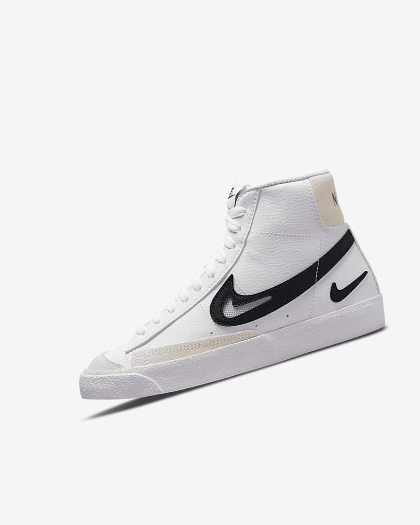 White / White / Black Nike Blazer Boys\' Shoes | CA_2712