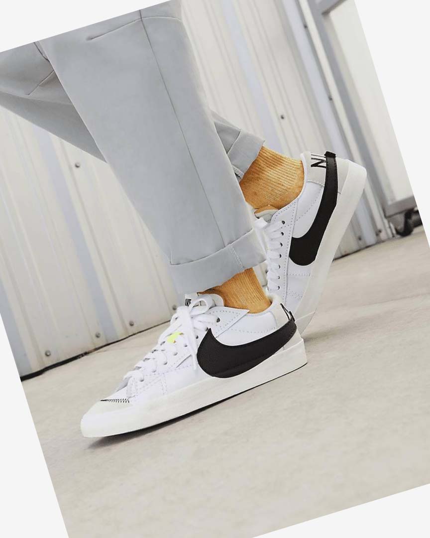 White / White / Black Nike Blazer Low '77 Jumbo Men's Sneakers | CA_4909