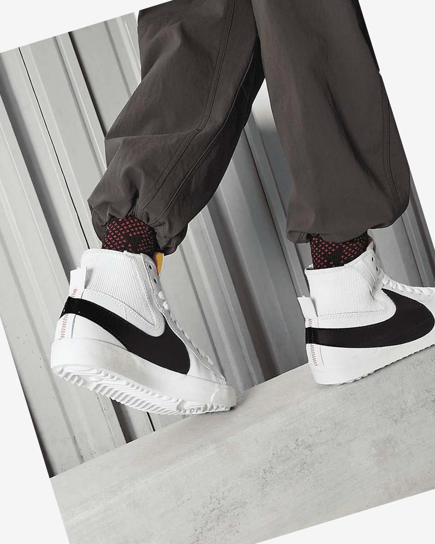 White / White / Black Nike Blazer Mid '77 Jumbo Men's Sneakers | CA_2345