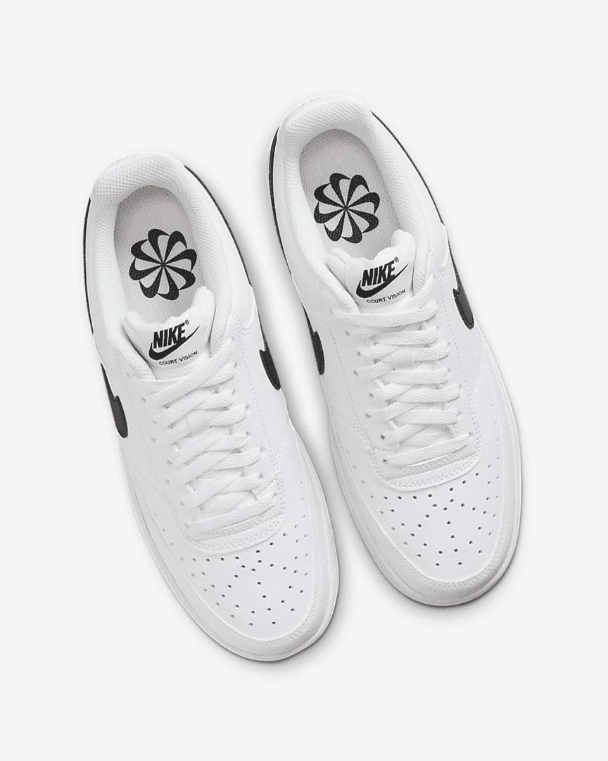 White / White / Black Nike Court Vision Low Next Nature Women's Sneakers | CA_3073