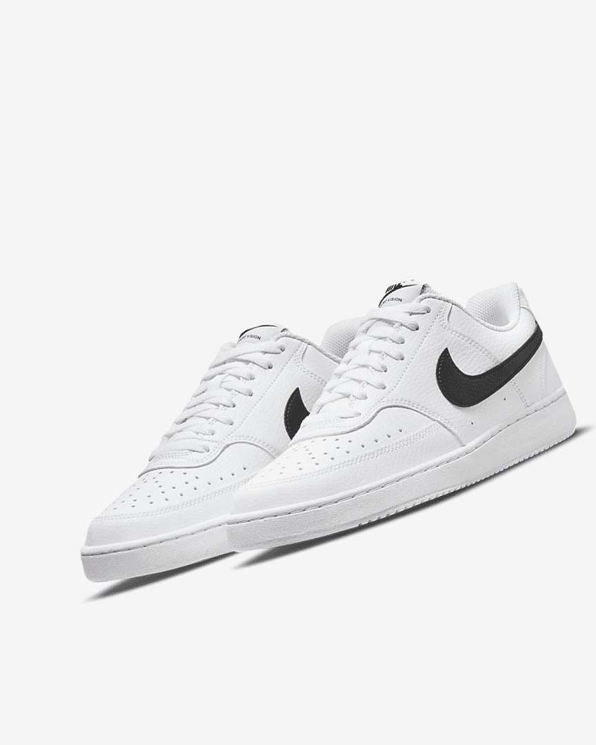 White / White / Black Nike Court Vision Low Next Nature Women's Sneakers | CA_3073