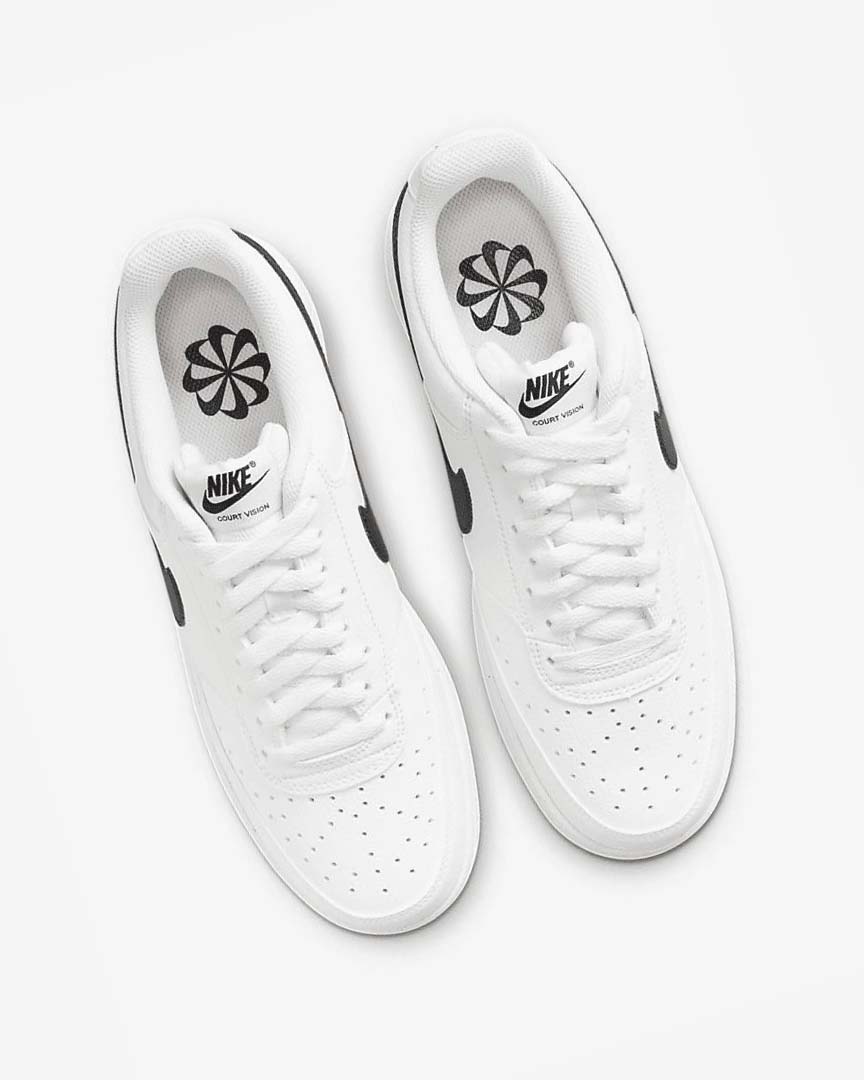 White / White / Black Nike Court Vision Low Next Nature Men's Sneakers | CA_5468
