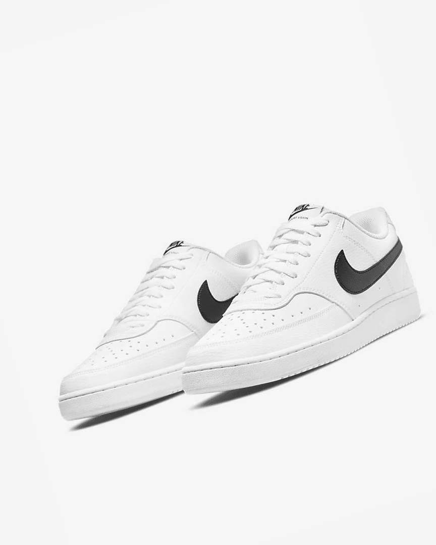 White / White / Black Nike Court Vision Low Next Nature Men's Sneakers | CA_5468