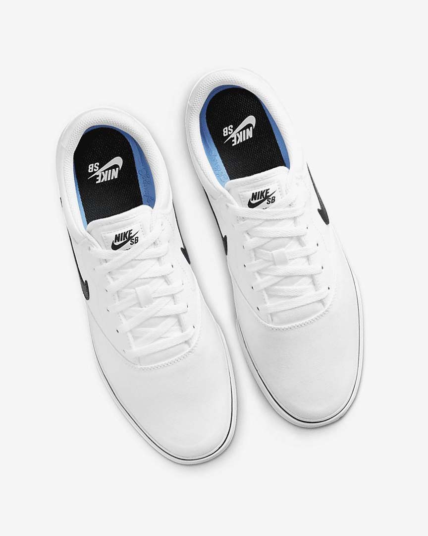 White / White / Black Nike SB Chron 2 Canvas Women's Skate Shoes | CA_2452