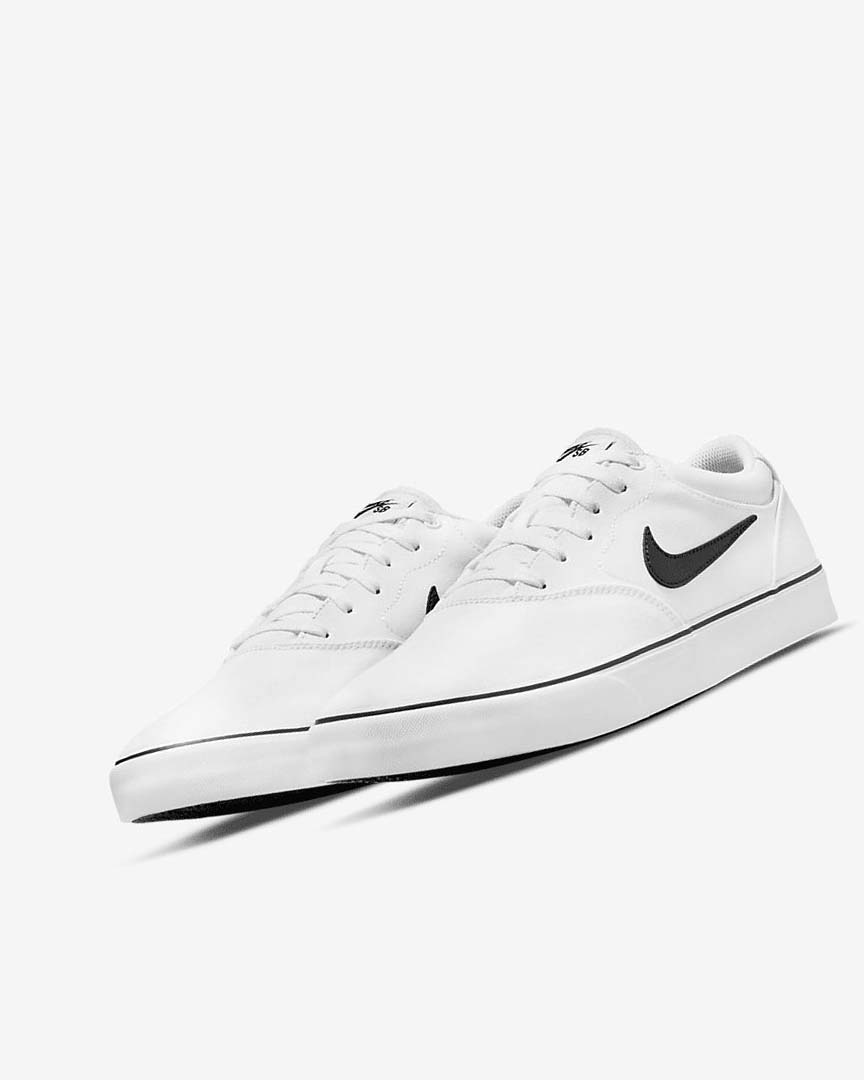 White / White / Black Nike SB Chron 2 Canvas Women's Skate Shoes | CA_2452