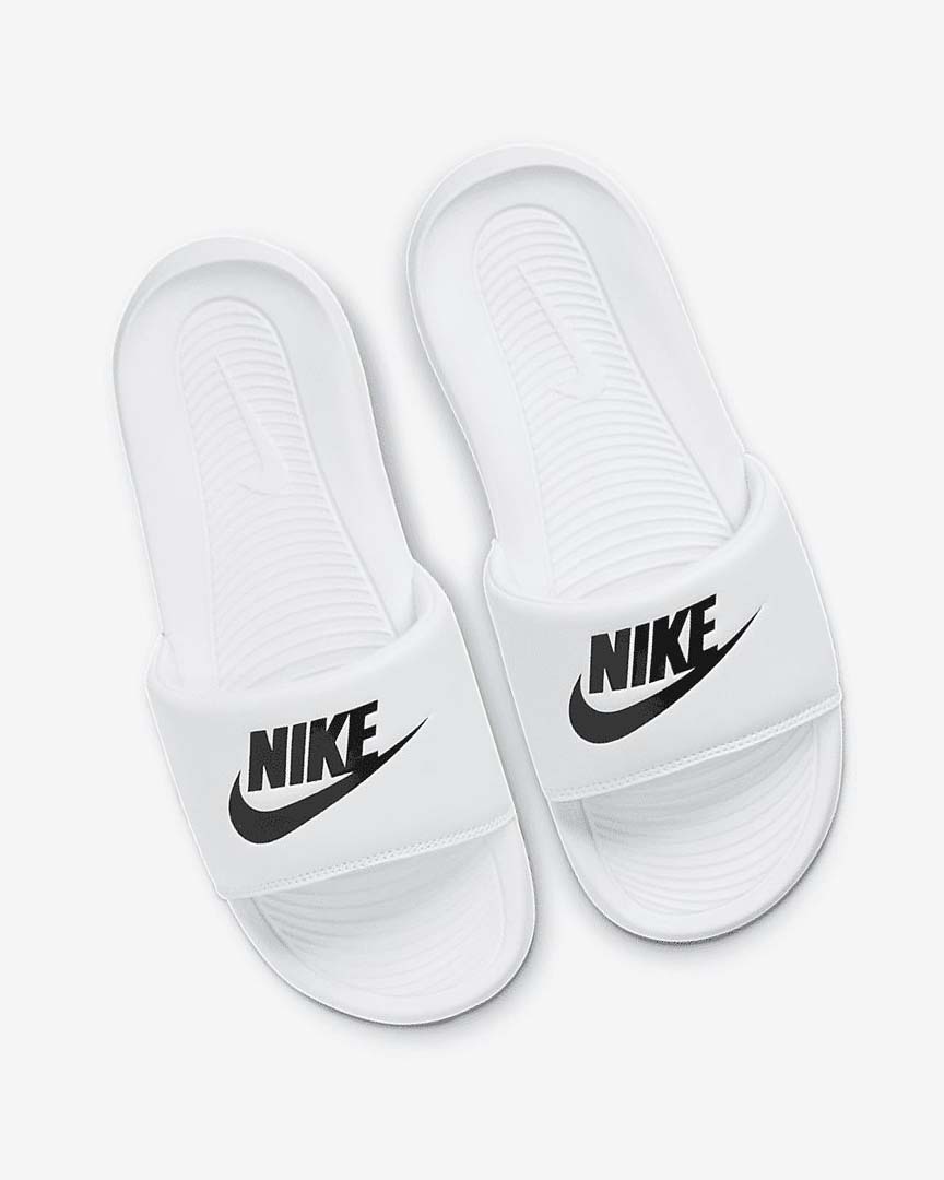 White / White / Black Nike Victori One Women's Slides | CA_5218
