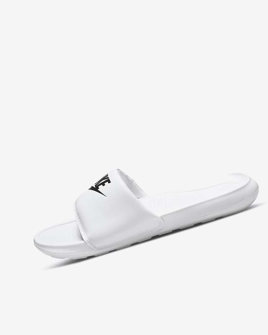 White / White / Black Nike Victori One Women\'s Slides | CA_5218