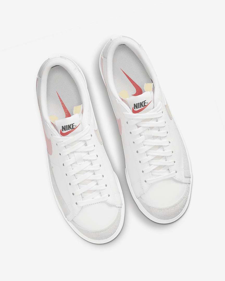White / White / Black / Pink Nike Blazer Low Platform Women's Sneakers | CA_4910