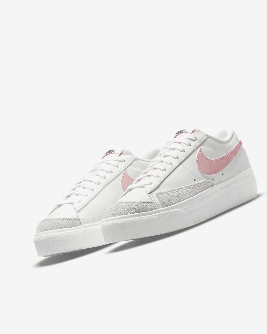 White / White / Black / Pink Nike Blazer Low Platform Women's Sneakers | CA_4910