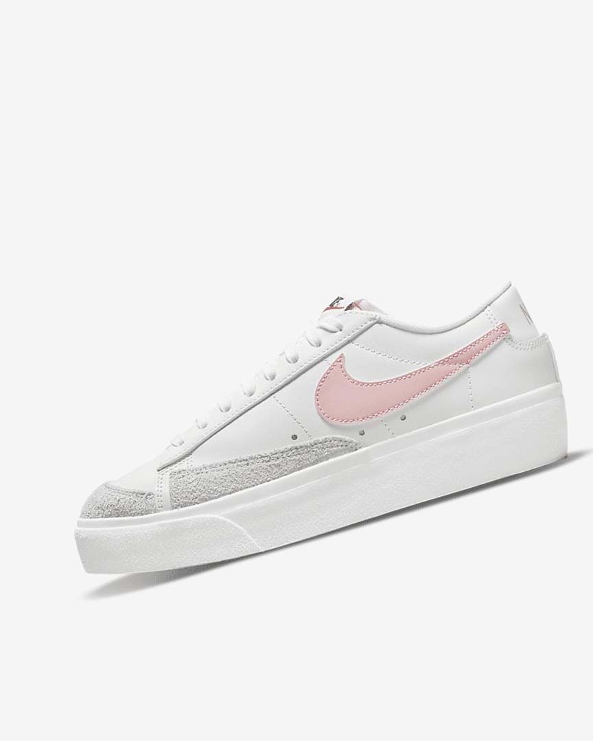 White / White / Black / Pink Nike Blazer Low Platform Women\'s Sneakers | CA_4910