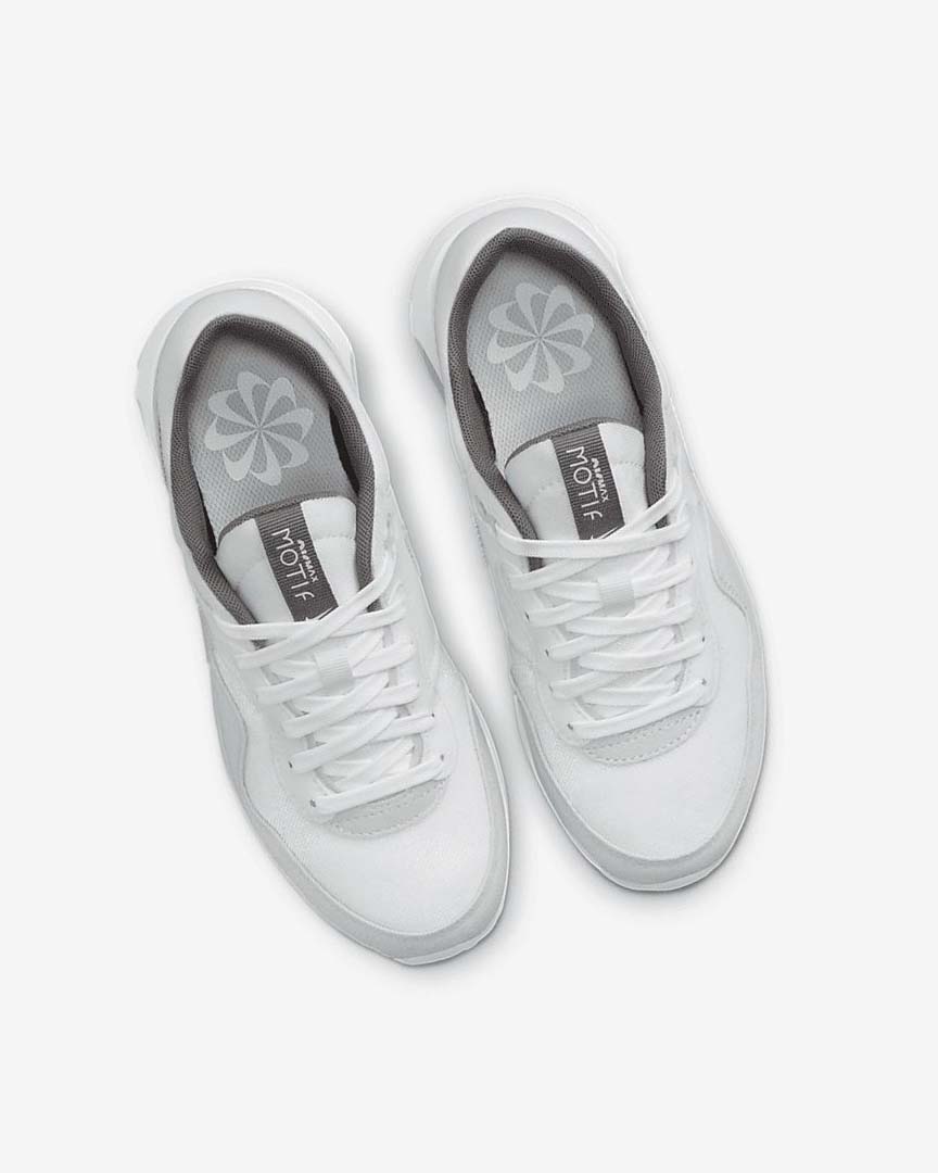 White / White / Blue Grey Nike Air Max Motif Girls' Shoes | CA_2467