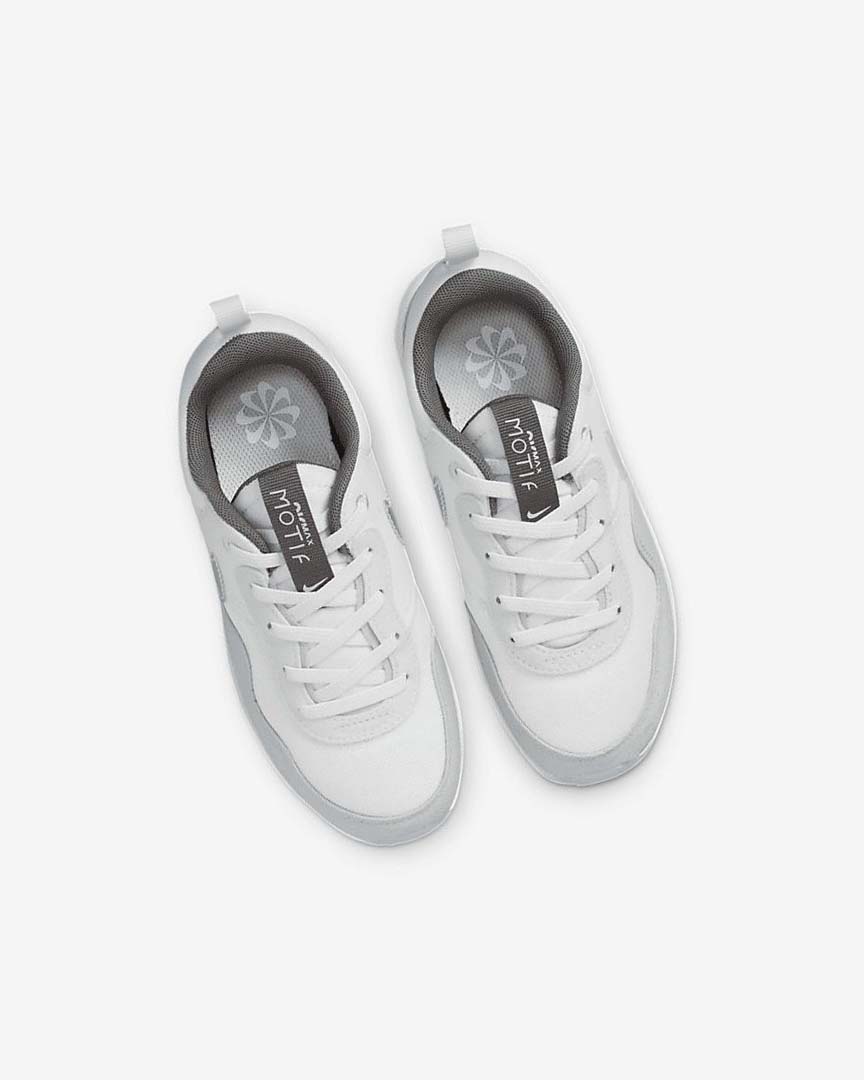 White / White / Blue Grey Nike Air Max Motif Boys' Shoes | CA_2672