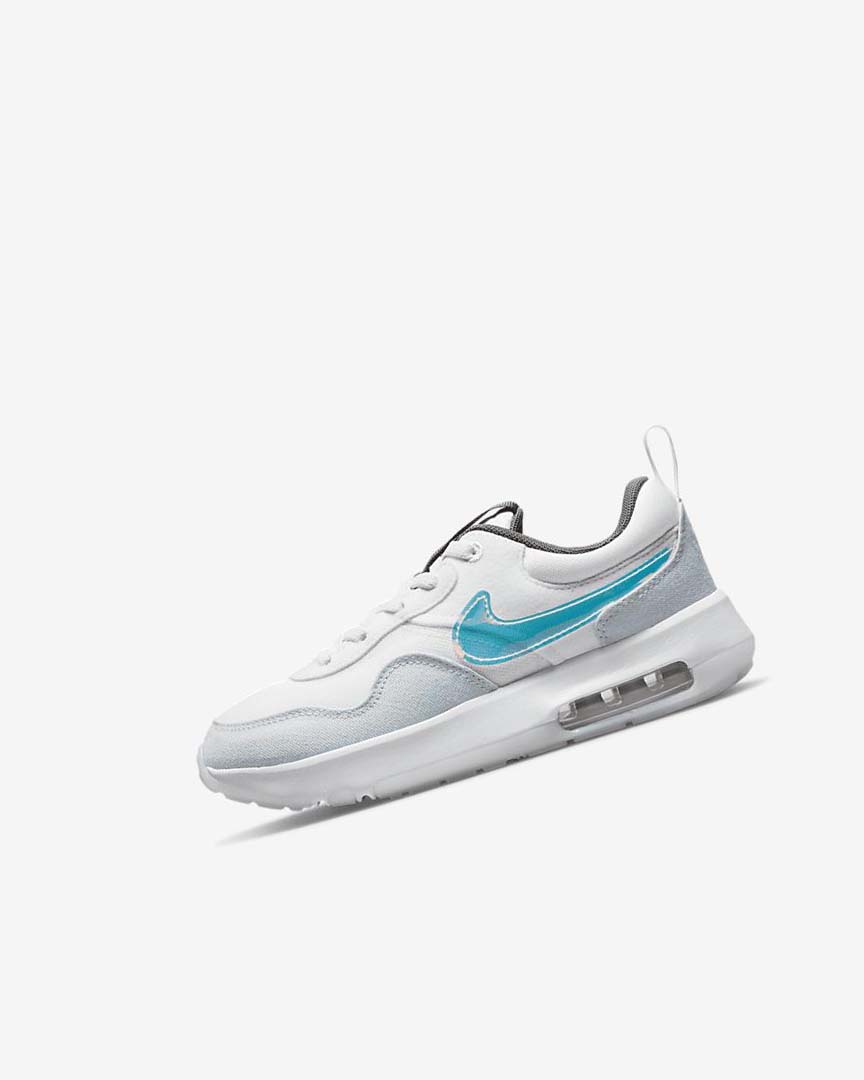 White / White / Blue Grey Nike Air Max Motif Boys\' Shoes | CA_2672