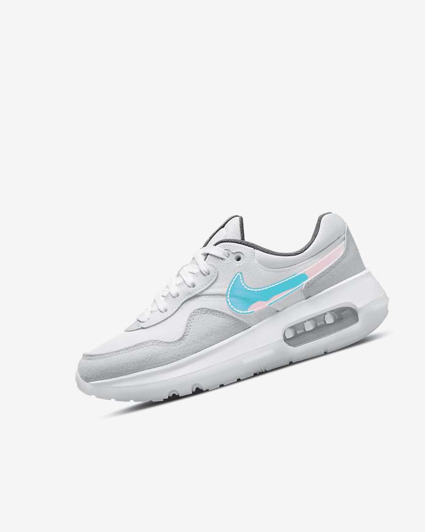 White / White / Blue Grey Nike Air Max Motif Boys\' Shoes | CA_2857