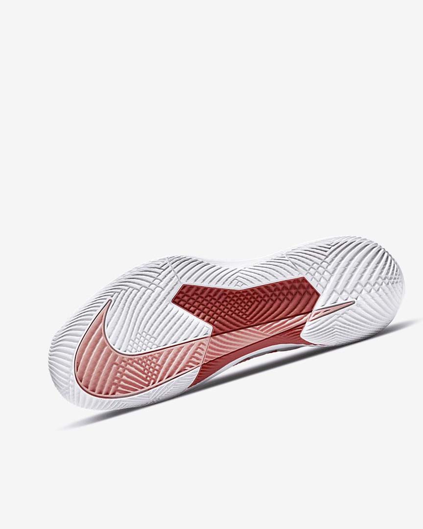 White / White / Coral / Red Nike Court Air Zoom Vapor Pro Women's Tennis Shoes | CA_2371