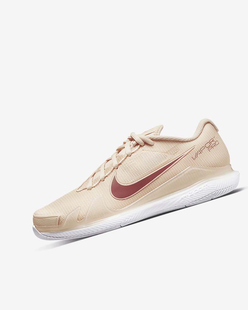 White / White / Coral / Red Nike Court Air Zoom Vapor Pro Women\'s Tennis Shoes | CA_2371