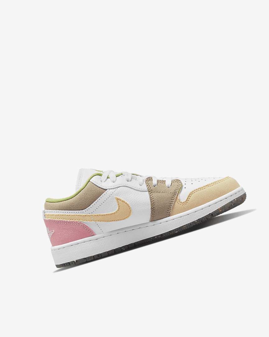 White / White / Green Nike Air Jordan 1 Low SE Girls' Sneakers | CA_5403