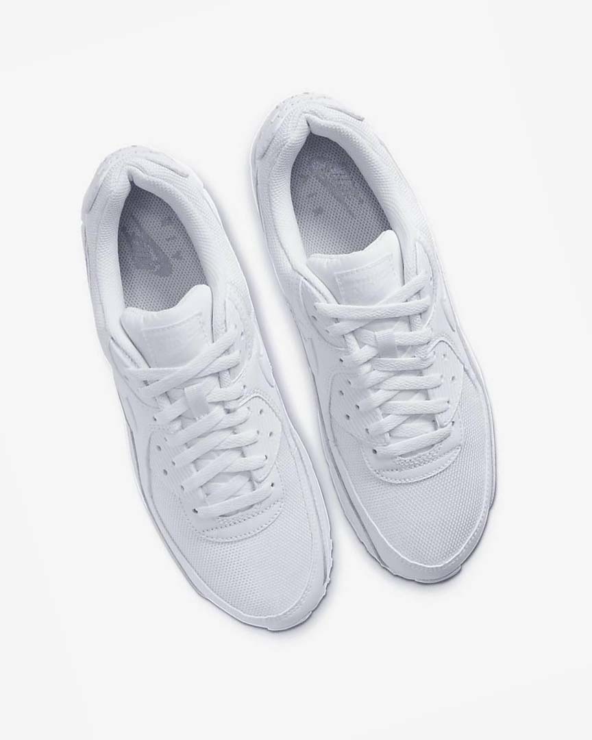 White / White / Grey / White Nike Air Max 90 Men's Casual Shoes | CA_4846