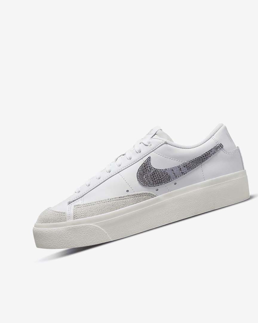 White / White / Light Blue Nike Blazer Low Platform Women\'s Sneakers | CA_5362