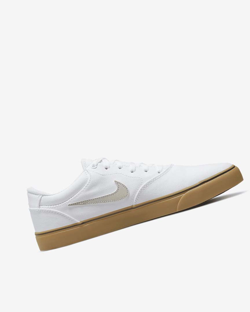 White / White / Light Brown / Light Beige Nike SB Chron 2 Canvas Women's Skate Shoes | CA_2904
