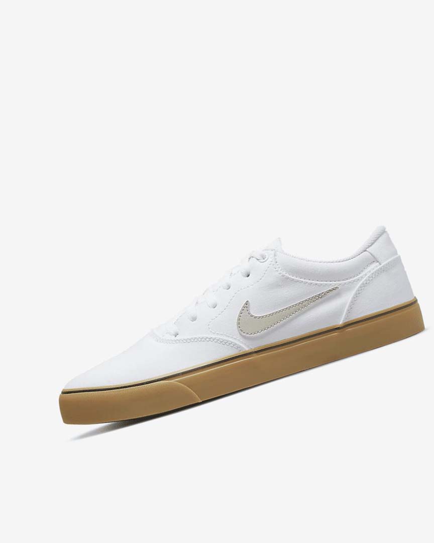 White / White / Light Brown / Light Beige Nike SB Chron 2 Canvas Women\'s Skate Shoes | CA_2904
