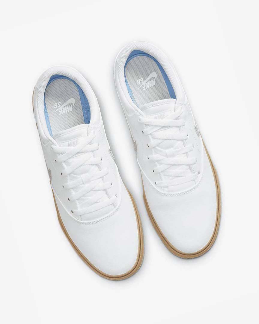 White / White / Light Brown / Light Beige Nike SB Chron 2 Canvas Men's Skate Shoes | CA_5491