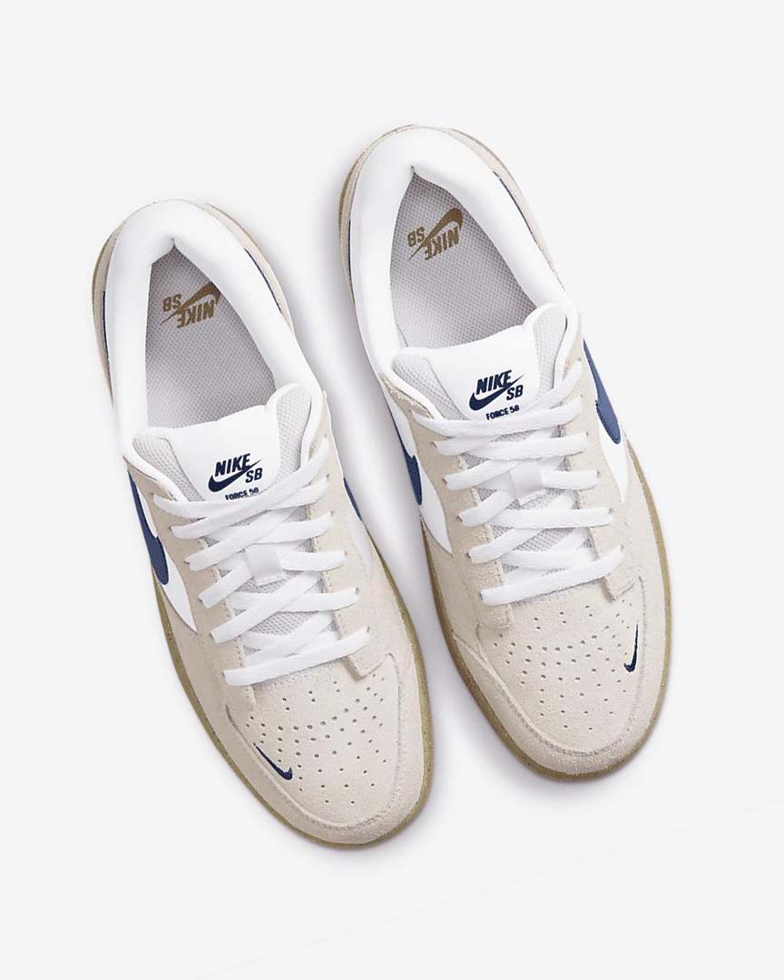 White / White / Light Brown / Navy Nike SB Force 58 Women's Skate Shoes | CA_2318