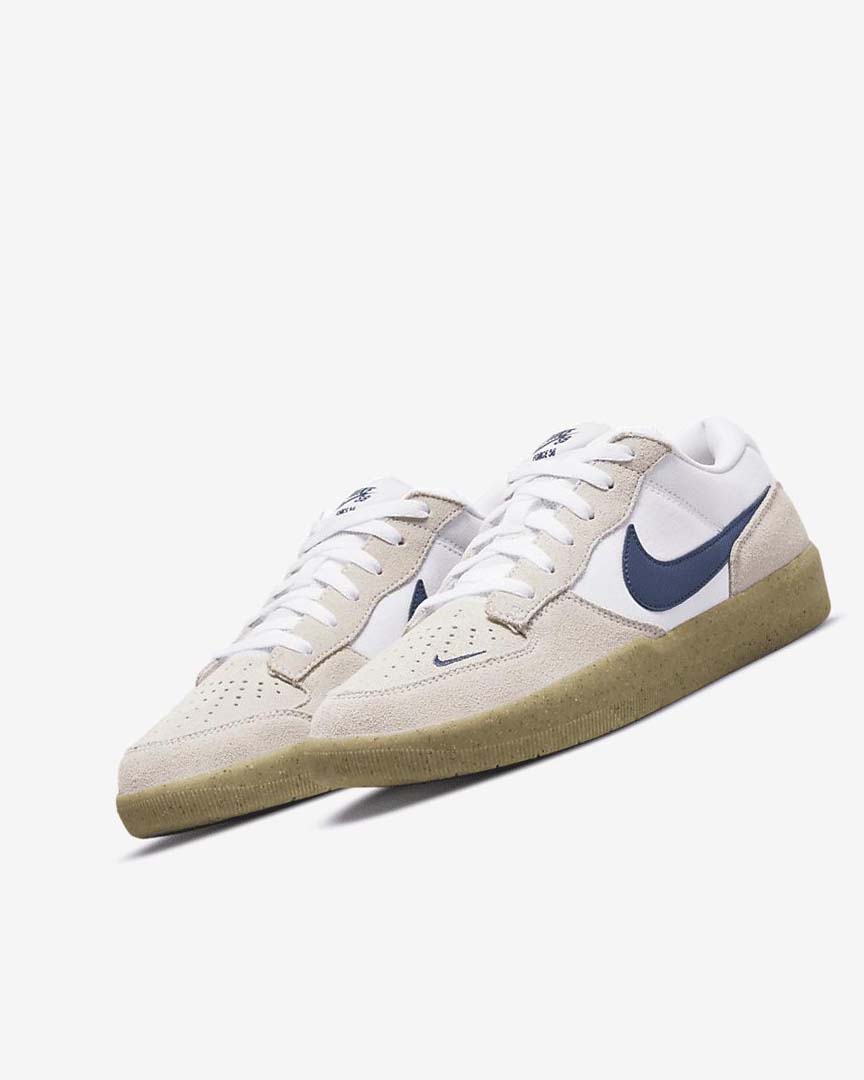 White / White / Light Brown / Navy Nike SB Force 58 Women's Skate Shoes | CA_2318