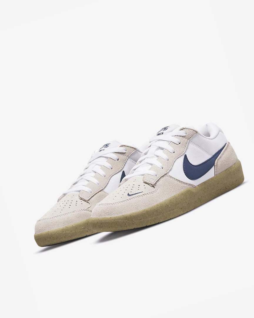 White / White / Light Brown / Navy Nike SB Force 58 Men's Skate Shoes | CA_2808