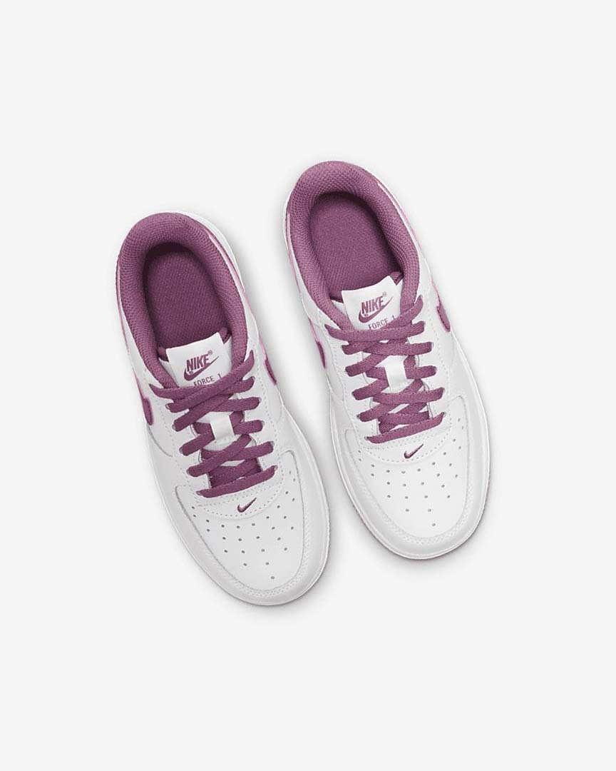White / White / Light Burgundy Nike Force 1 '06 Boys' Shoes | CA_2939