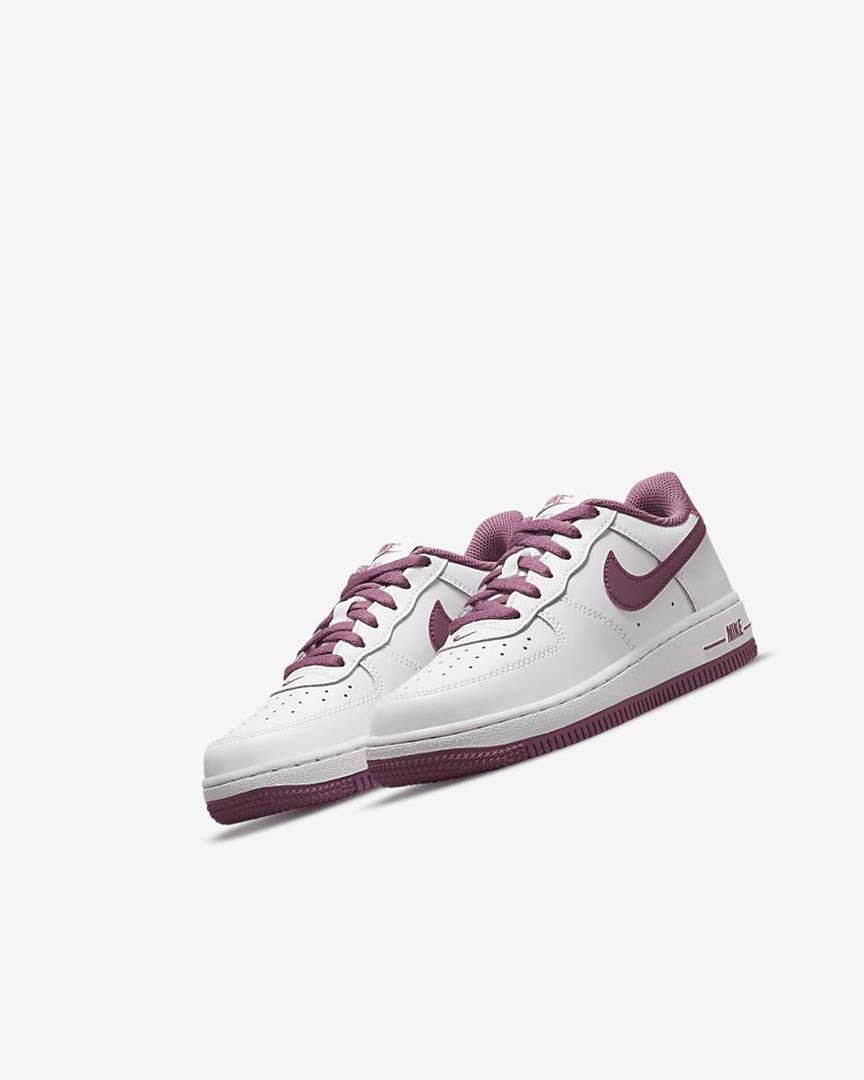 White / White / Light Burgundy Nike Force 1 '06 Boys' Shoes | CA_2939
