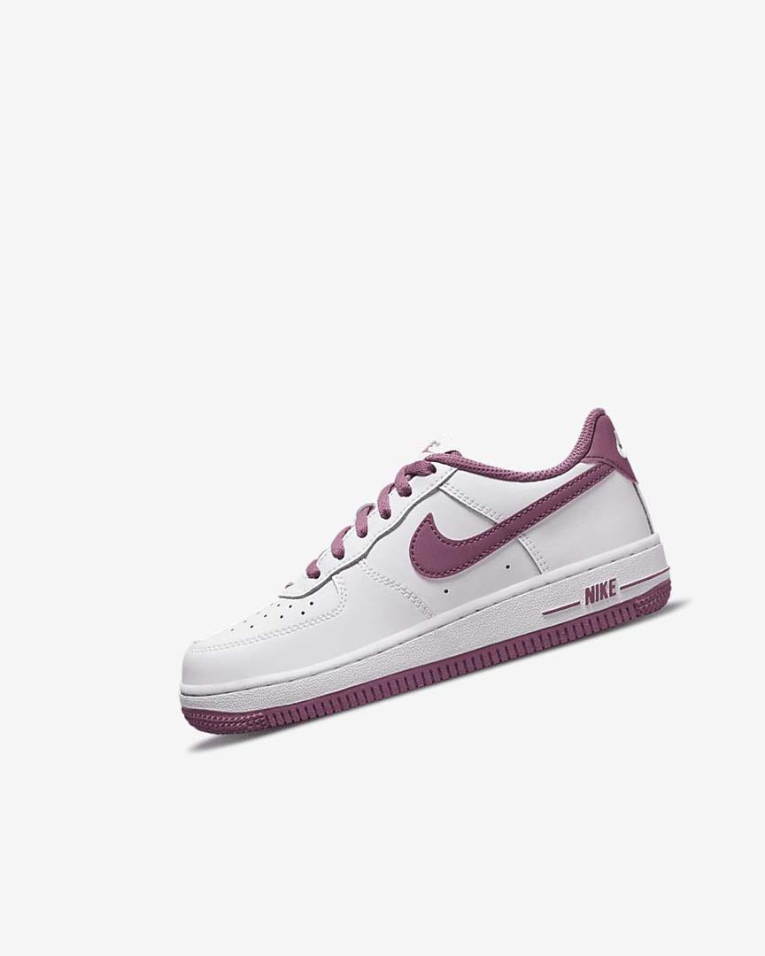 White / White / Light Burgundy Nike Force 1 \'06 Boys\' Shoes | CA_2939