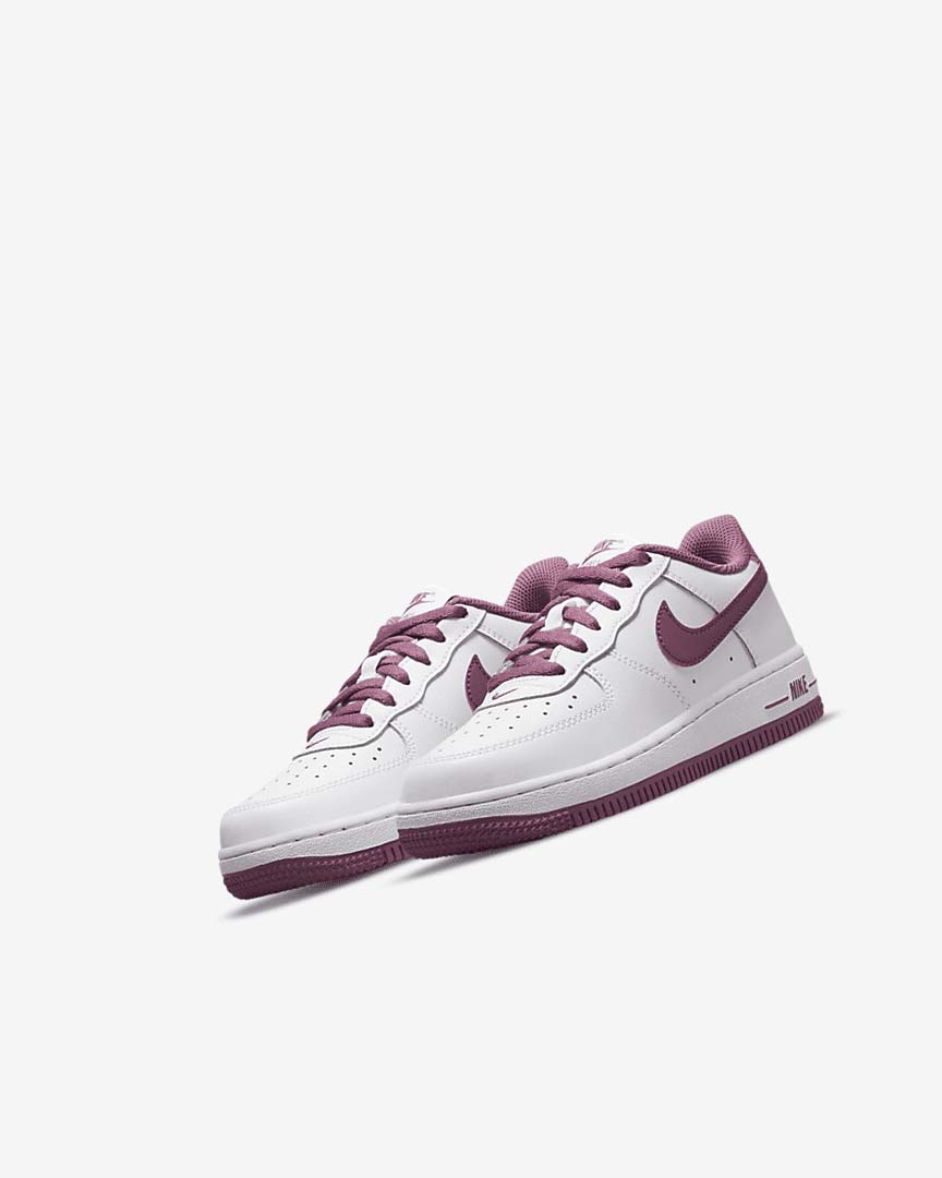 White / White / Light Burgundy Nike Force 1 '06 Girls' Shoes | CA_5343