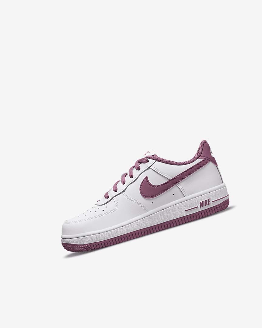 White / White / Light Burgundy Nike Force 1 \'06 Girls\' Shoes | CA_5343