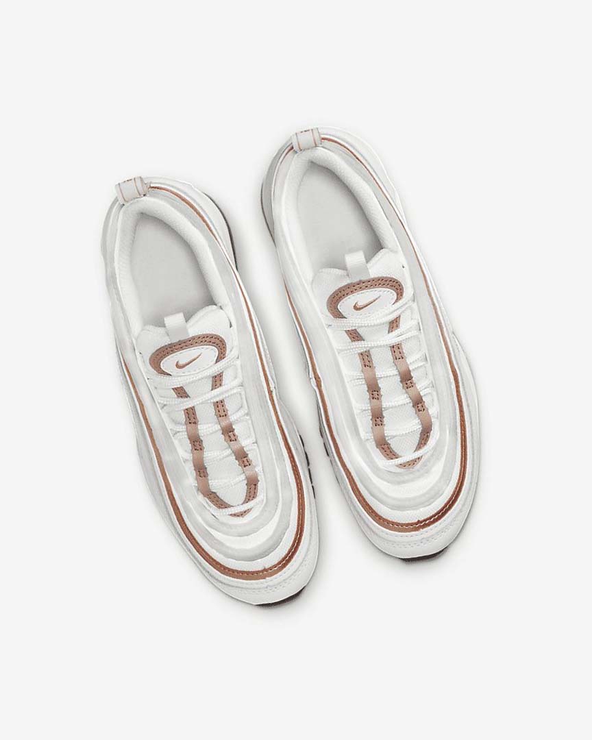 White / White / Metal Red Brown Nike Air Max 97 Girls' Casual Shoes | CA_2304