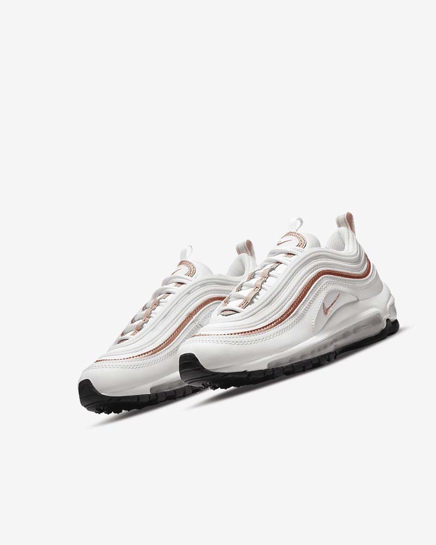 White / White / Metal Red Brown Nike Air Max 97 Girls' Casual Shoes | CA_2304