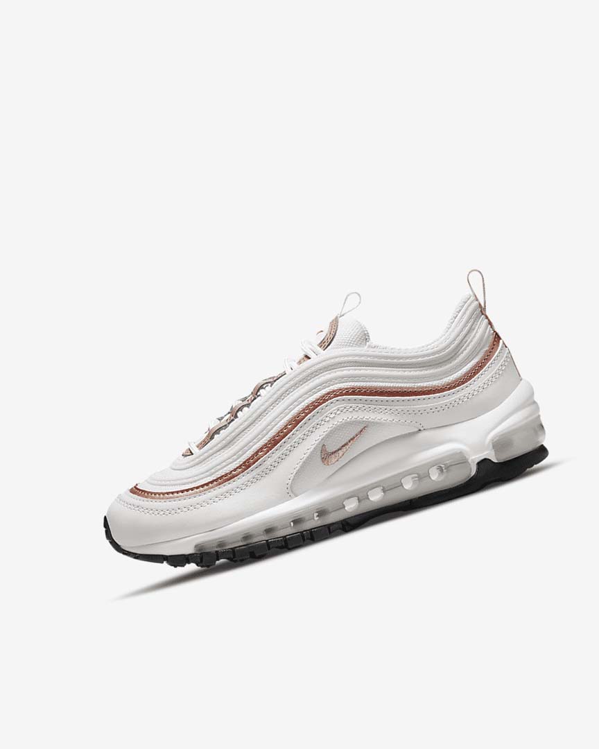 White / White / Metal Red Brown Nike Air Max 97 Girls\' Casual Shoes | CA_2304