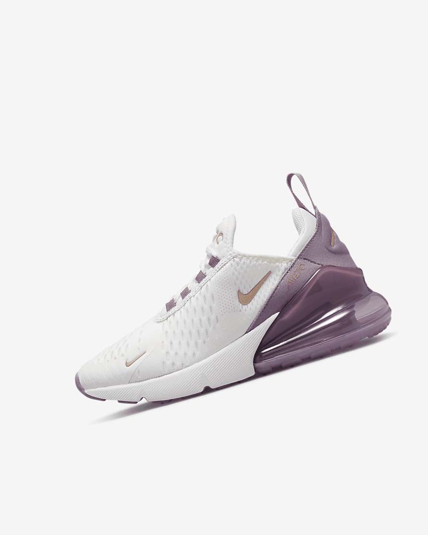 White / White / Metal Red Brown Nike Air Max 270 Boys\' Casual Shoes | CA_4583
