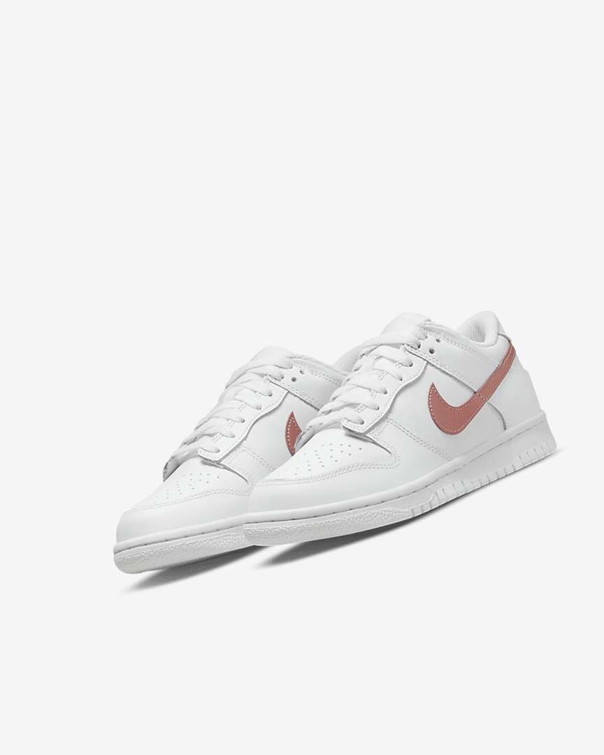 White / White / Metal Red Brown Nike Dunk Low Boys' Sneakers | CA_4658