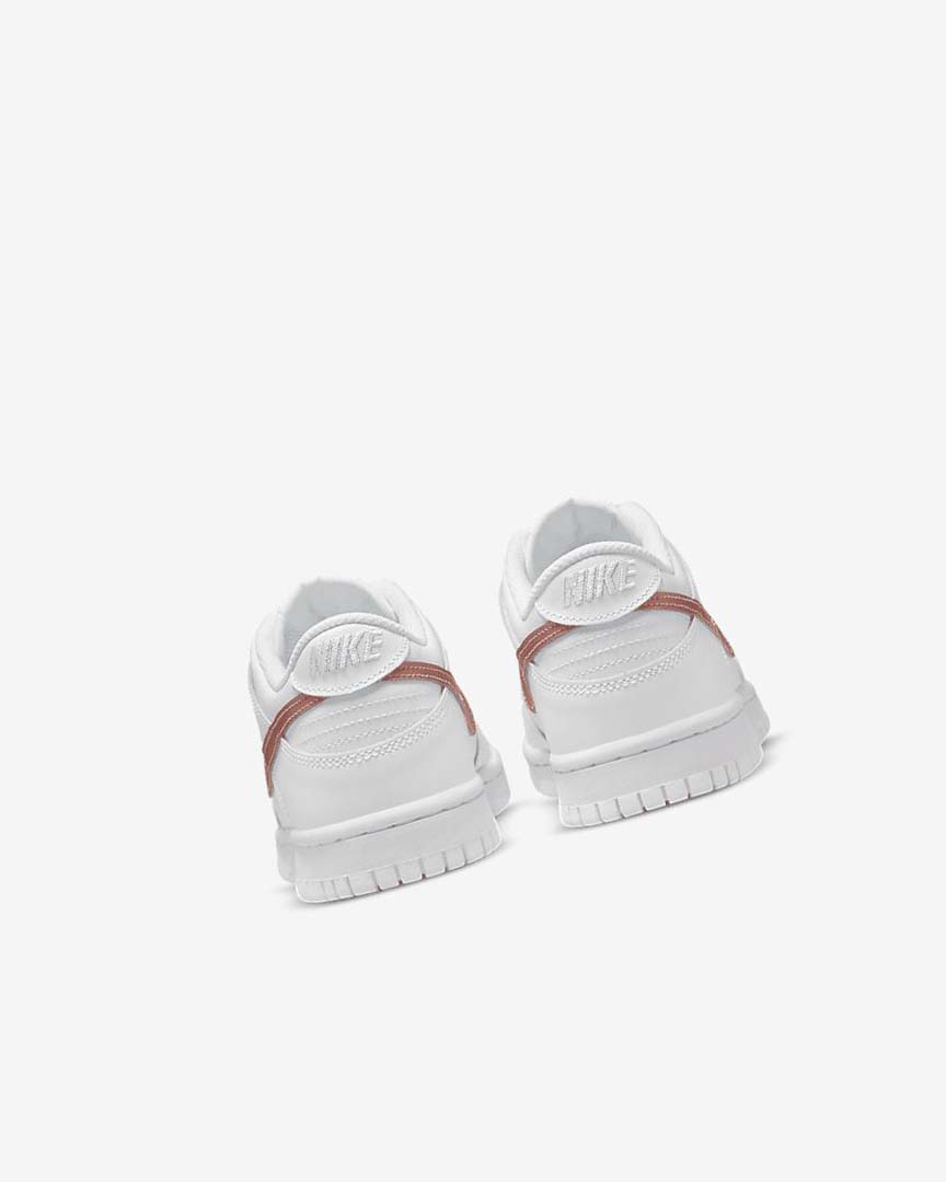 White / White / Metal Red Brown Nike Dunk Low Boys' Sneakers | CA_4658