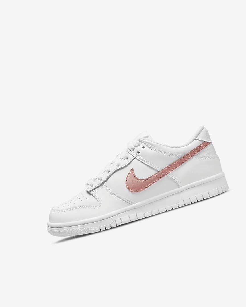 White / White / Metal Red Brown Nike Dunk Low Boys\' Sneakers | CA_4658