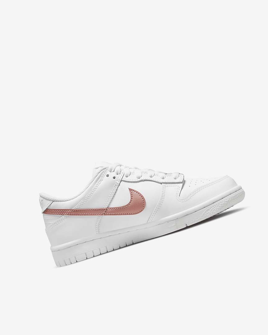 White / White / Metal Red Brown Nike Dunk Low Girls' Sneakers | CA_5073