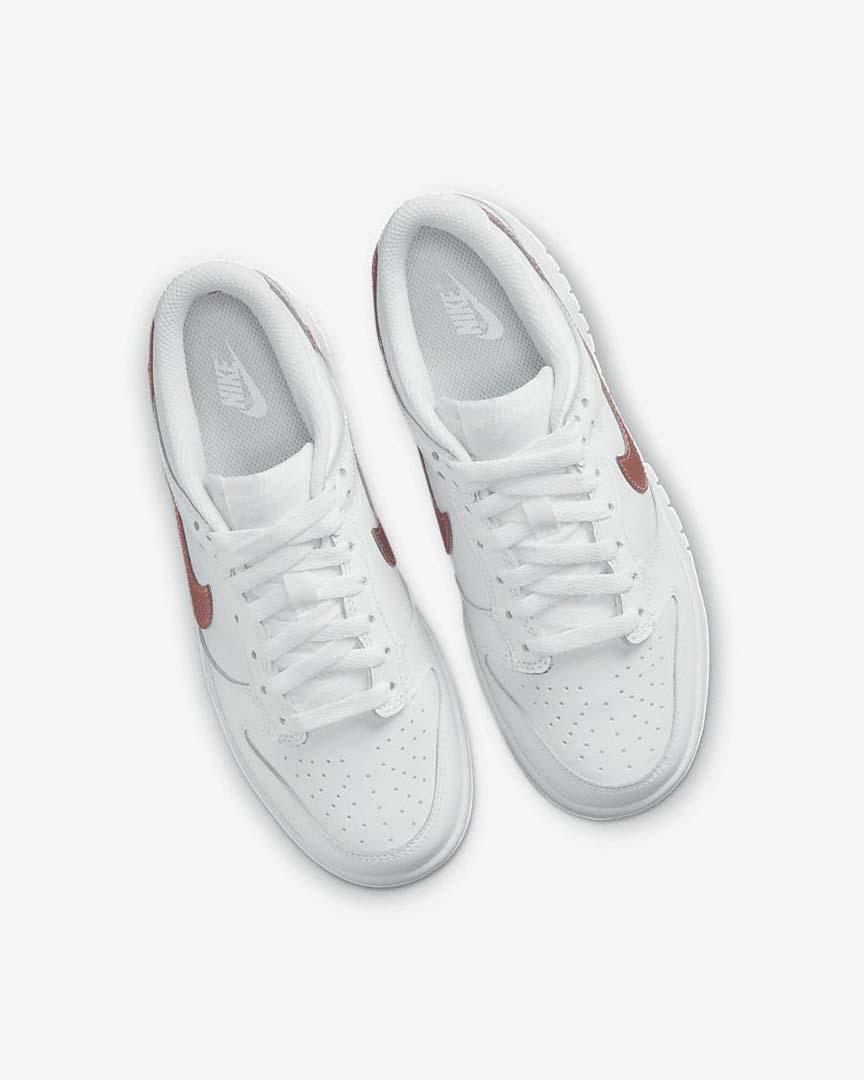White / White / Metal Red Brown Nike Dunk Low Girls' Sneakers | CA_5073