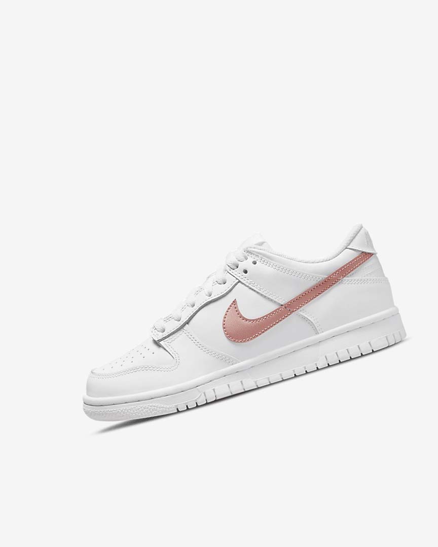 White / White / Metal Red Brown Nike Dunk Low Girls\' Sneakers | CA_5073